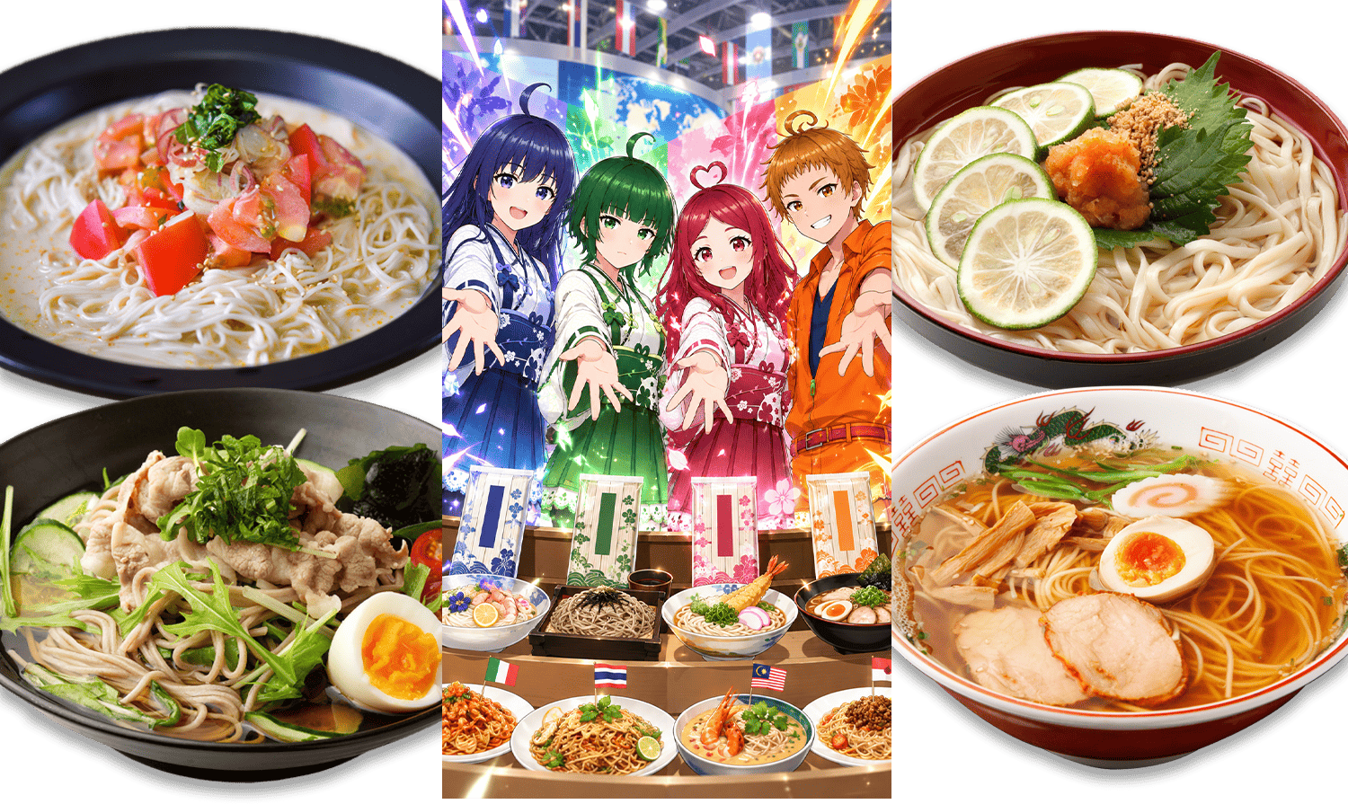 อาหารจากเส้นบะหมี่บันชูและตัวละคร